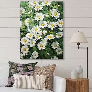 Designart "White And Gold Daisy Blooming Elegance" Daisies Wall Art